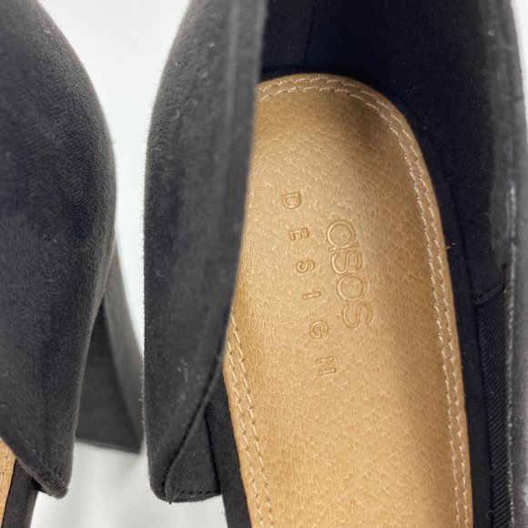 ASOS Black Pointed Toe Heel Pumps D’orsay Suede Block Heel NWOT - Picture 6 of 10